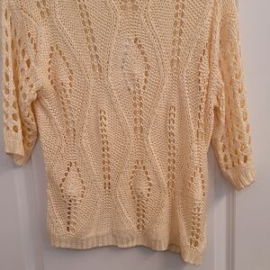 Evaless Cream Open Knit Sweater